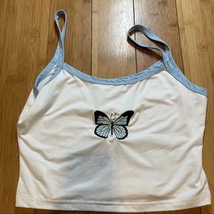 Romwe butterfly cropped tank top